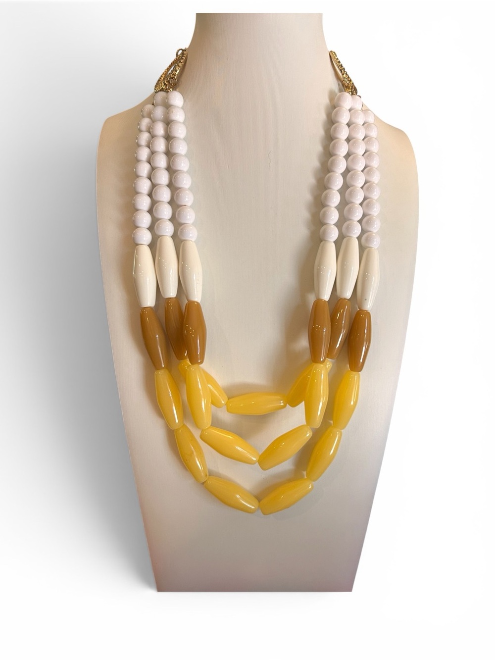 Lydell NYC Multi-Strand Yellow & Cream Bead Necklace